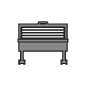 Sizzler Mobile feature, with an icon of a compact freestanding grill on legs, ideal for limited space