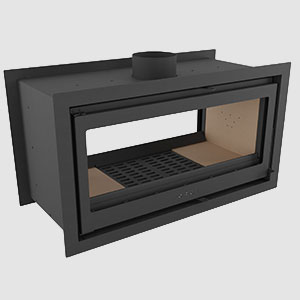 Forge I D100 double-sided built-in fireplace shown as standalone unit on plain background