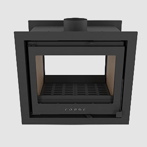 Forge I D60 double-sided built-in fireplace shown as standalone unit on plain background