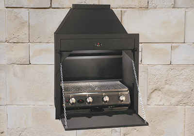 Built-in Home fire brand against wall