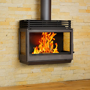 Liseo Wall Mounted fireplace W9 Titan - Wall (Side Glass)